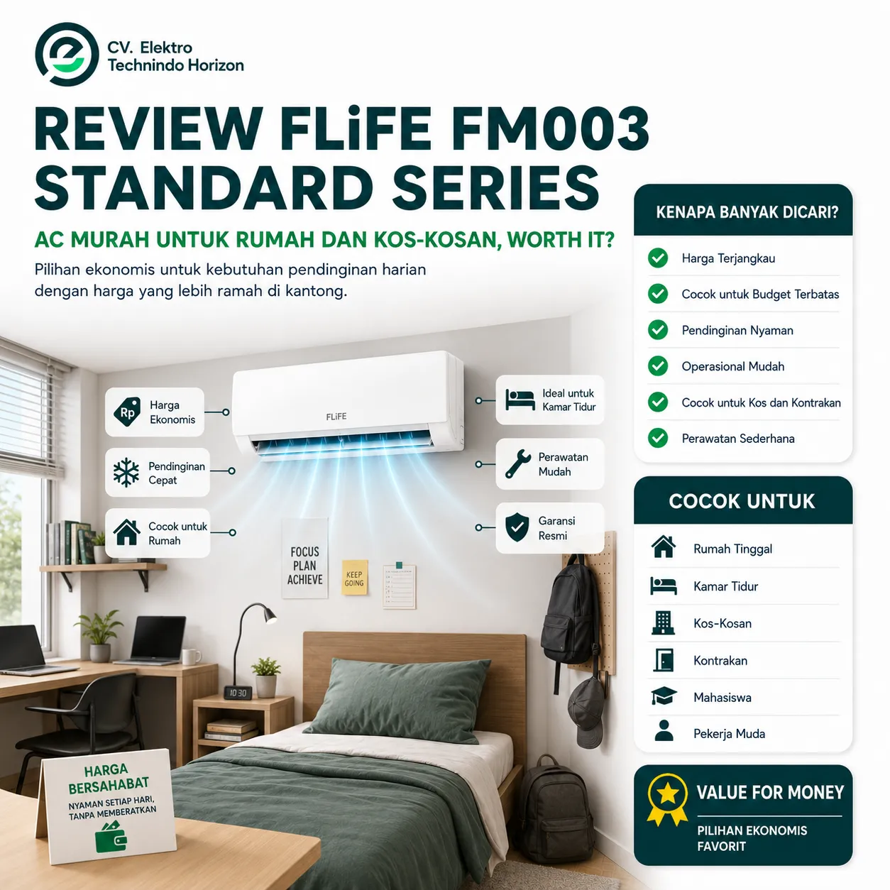 Review FLiFE FM003 Standard Series: AC Murah untuk Rumah dan Kos-Kosan