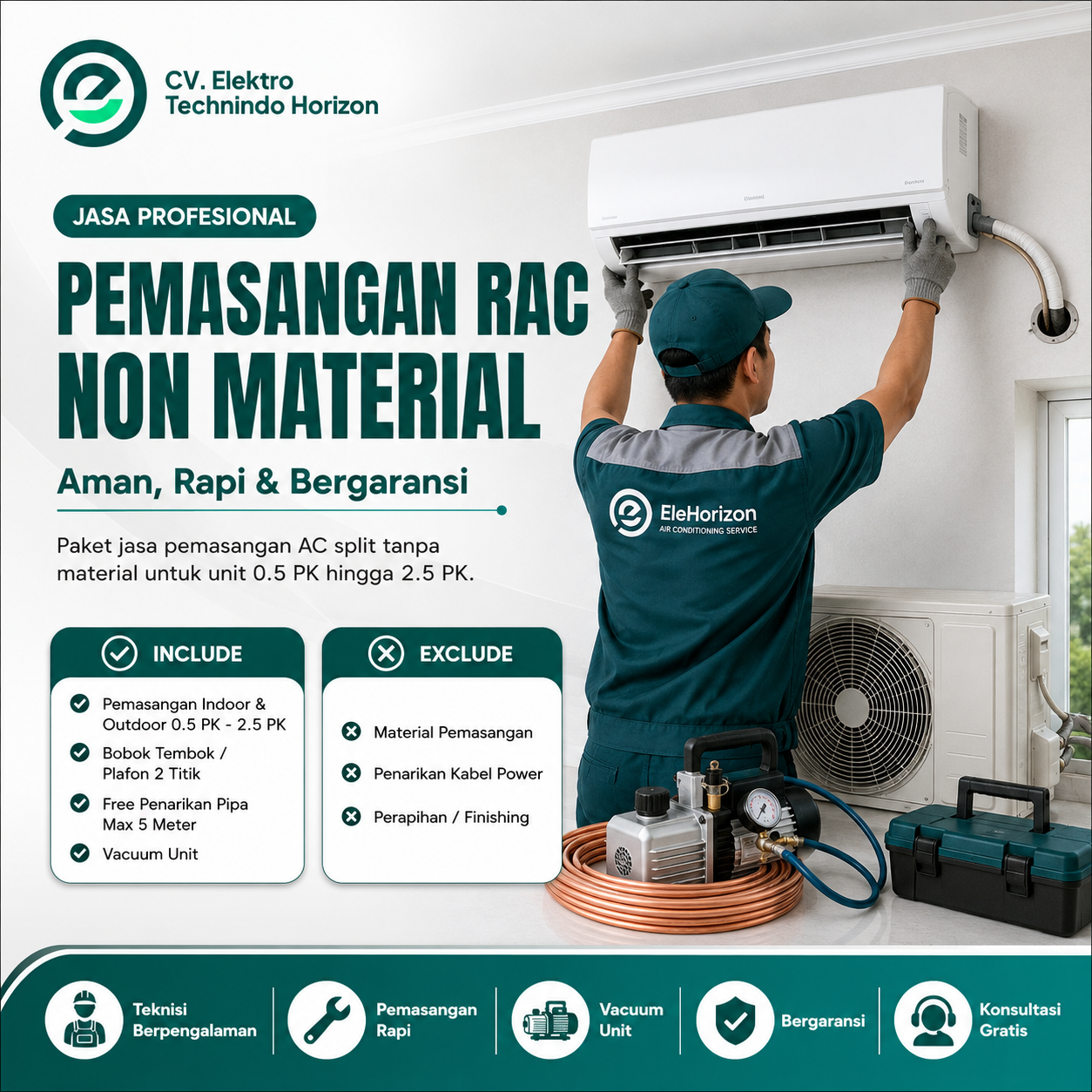 Jasa Pemasangan Split Wall [Tanpa Material] 2.5Pk